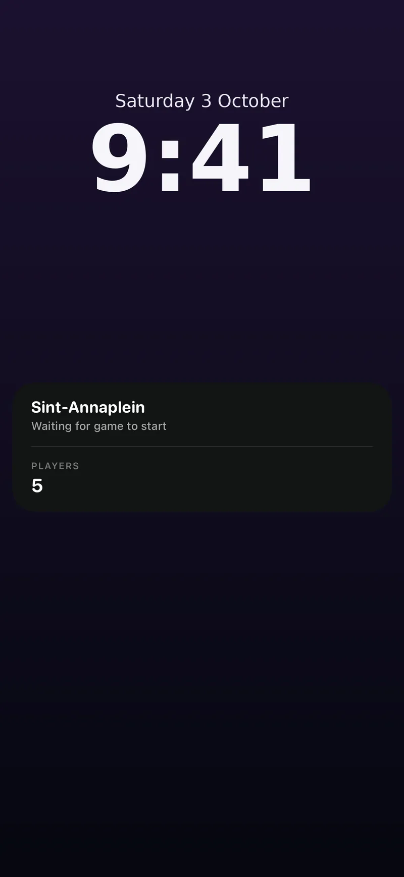 Lock screen Live Activity while waiting in the lobby for the game to start.